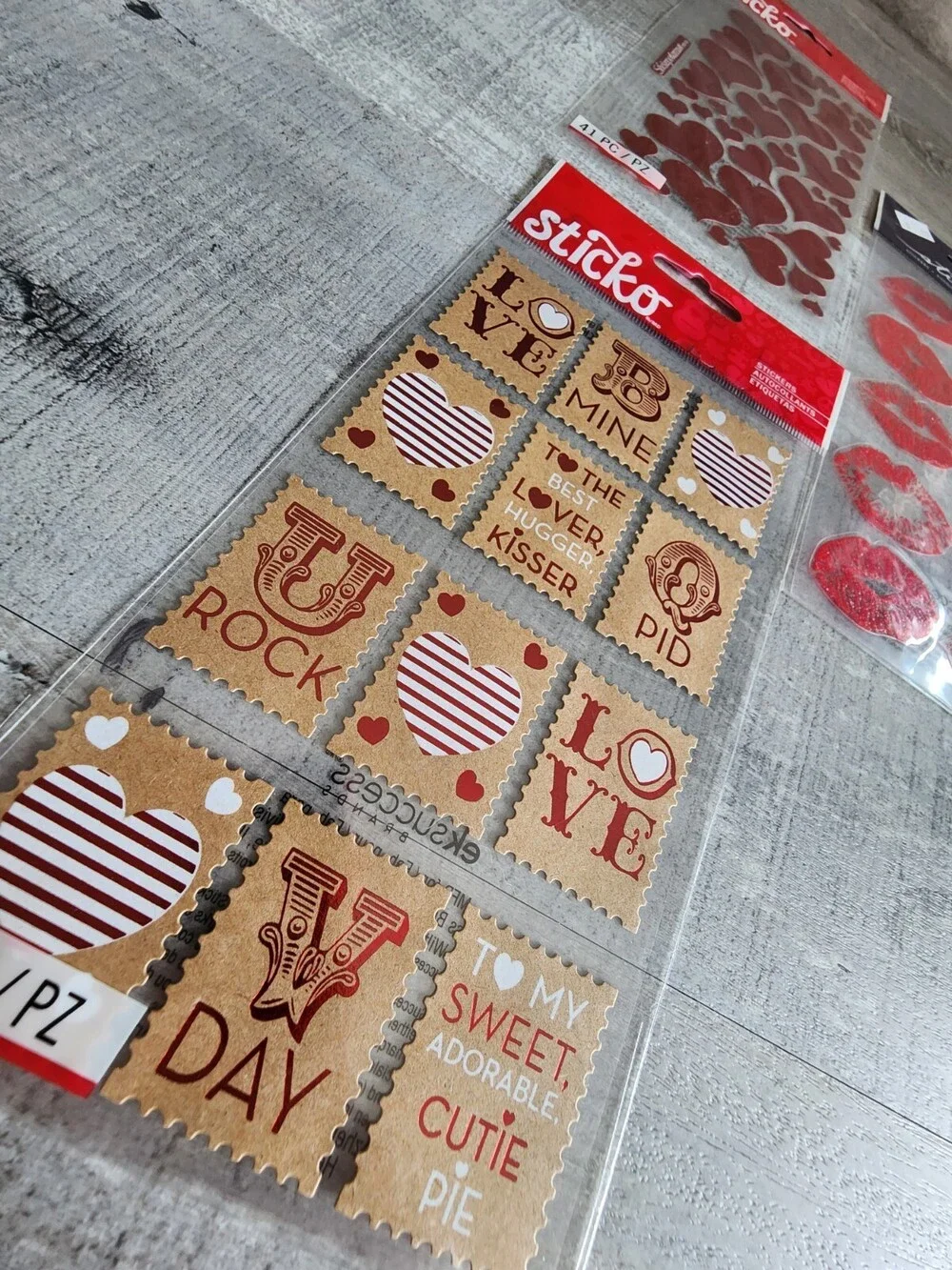 Scrapbook Stickers LOT Love Hearts Lips Valentine's Day Sticko Retired NEW #34
